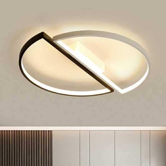 Aluminum Semi-Circle LED Flush Mount Ceiling Light Minimalistic Black and White Flush Mount Fixture Clearhalo 'Ceiling Lights' 'Close To Ceiling Lights' 'Close to ceiling' 'Flush mount' Lighting' 2357736