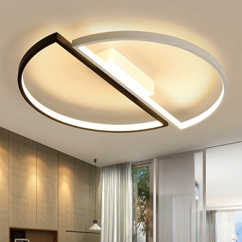 Aluminum Semi-Circle LED Flush Mount Ceiling Light Minimalistic Black and White Flush Mount Fixture Clearhalo 'Ceiling Lights' 'Close To Ceiling Lights' 'Close to ceiling' 'Flush mount' Lighting' 2357737