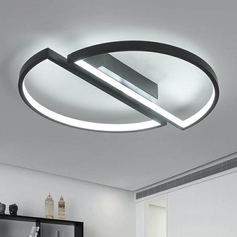 Aluminum Semi-Circle LED Flush Mount Ceiling Light Minimalistic Black and White Flush Mount Fixture Clearhalo 'Ceiling Lights' 'Close To Ceiling Lights' 'Close to ceiling' 'Flush mount' Lighting' 2357739