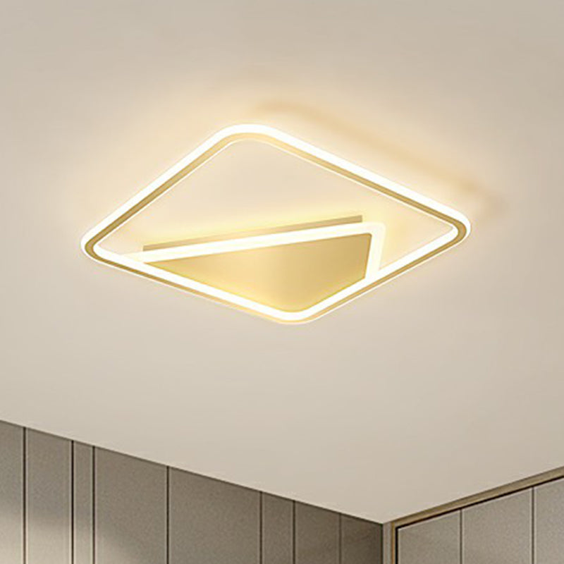 Gold Ultrathin Led Flush Mount Ceiling Fixture Simplicity Metal Flush Mounted Light for Bedroom Gold Square Plate Clearhalo 'Ceiling Lights' 'Close To Ceiling Lights' 'Close to ceiling' 'Flush mount' Lighting' 2357743