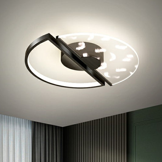 Acrylic Disk Shaped Ceiling Mount Lamp Modern LED Flushmount Light with Feather Pattern Clearhalo 'Ceiling Lights' 'Close To Ceiling Lights' 'Close to ceiling' 'Flush mount' Lighting' 2357750