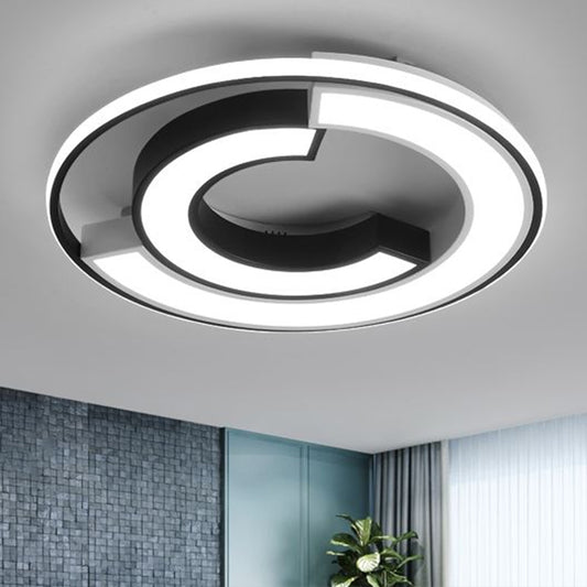Black C Shaped Ceiling Flush Light Nordic Metal LED Flushmount Lighting for Bedroom Clearhalo 'Ceiling Lights' 'Close To Ceiling Lights' 'Close to ceiling' 'Flush mount' Lighting' 2357825
