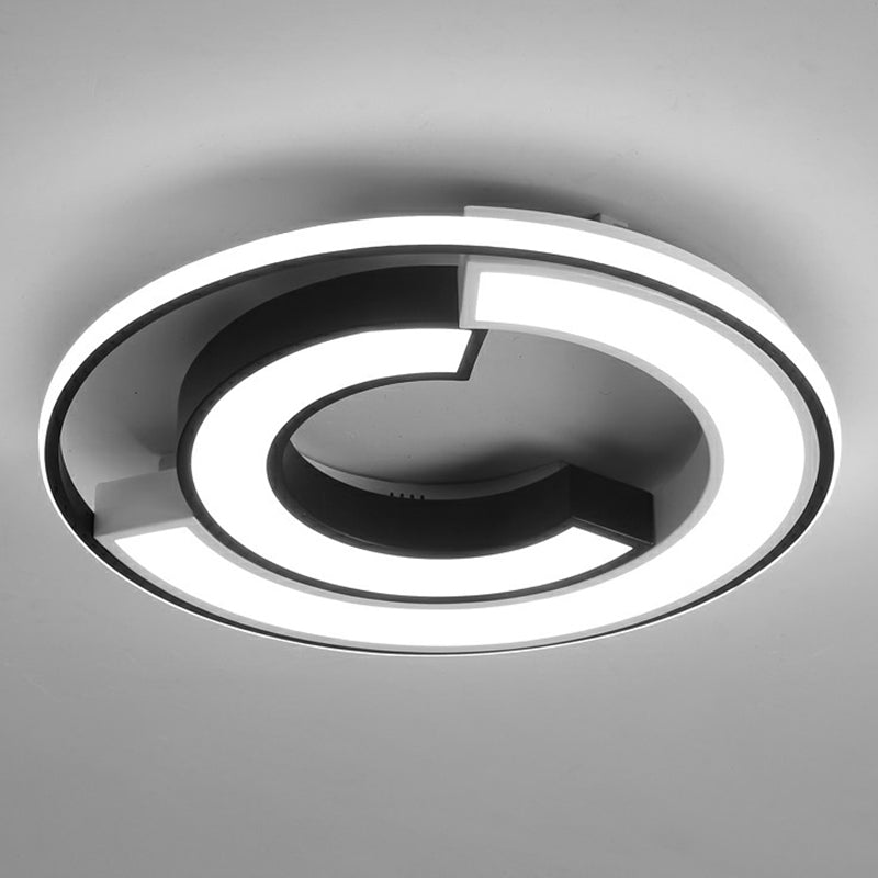Black C Shaped Ceiling Flush Light Nordic Metal LED Flushmount Lighting for Bedroom Clearhalo 'Ceiling Lights' 'Close To Ceiling Lights' 'Close to ceiling' 'Flush mount' Lighting' 2357828
