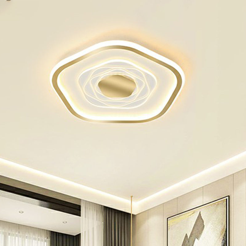 Pentagonal LED Flush Ceiling Light Minimalism Metal Bedroom Flush Mount Light Fixture Clearhalo 'Ceiling Lights' 'Close To Ceiling Lights' 'Close to ceiling' 'Flush mount' Lighting' 2357845