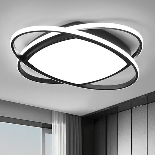 Black Oval LED Flush Mount Lamp Simplicity Acrylic Ceiling Mount Light for Bedroom Clearhalo 'Ceiling Lights' 'Close To Ceiling Lights' 'Close to ceiling' 'Flush mount' Lighting' 2357881