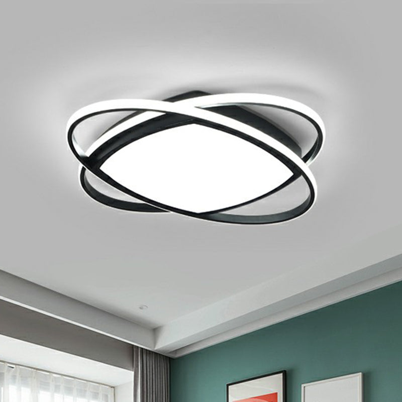 Black Oval LED Flush Mount Lamp Simplicity Acrylic Ceiling Mount Light for Bedroom Clearhalo 'Ceiling Lights' 'Close To Ceiling Lights' 'Close to ceiling' 'Flush mount' Lighting' 2357882