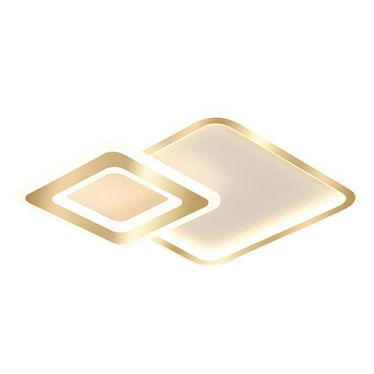 Acrylic Square LED Ceiling Fixture Minimalistic Golden Flush Mount Lighting for Bedroom Clearhalo 'Ceiling Lights' 'Close To Ceiling Lights' 'Close to ceiling' 'Flush mount' Lighting' 2357889