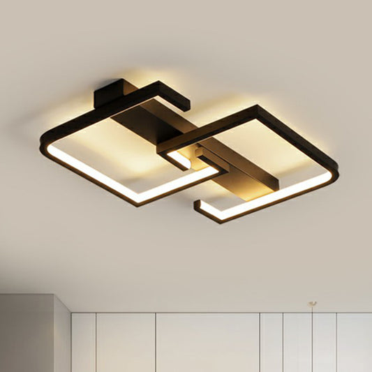 Square C Shaped Ceiling Lighting Minimalist Acrylic Corridor Flush Mount Lamp in Black Black Clearhalo 'Ceiling Lights' 'Close To Ceiling Lights' 'Close to ceiling' 'Semi-flushmount' Lighting' 2357918