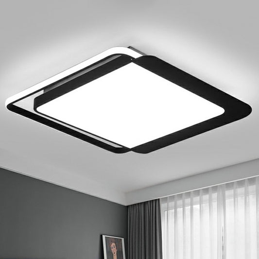 Minimalist Flush Mount Ceiling Fixture Black Square LED Flush Light with Acrylic Shade Clearhalo 'Ceiling Lights' 'Close To Ceiling Lights' 'Close to ceiling' 'Flush mount' Lighting' 2357940