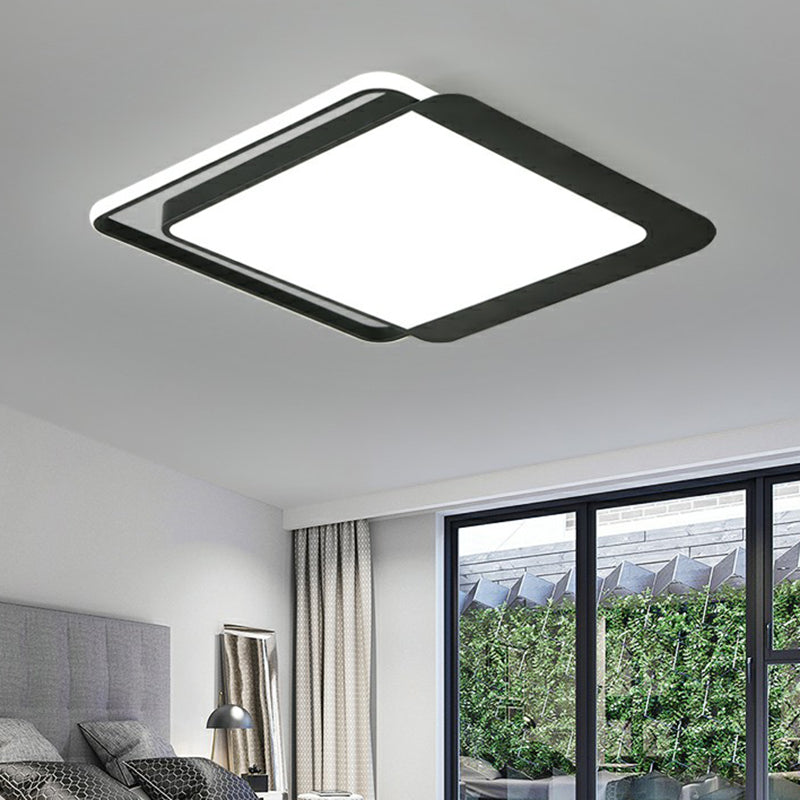 Minimalist Flush Mount Ceiling Fixture Black Square LED Flush Light with Acrylic Shade Clearhalo 'Ceiling Lights' 'Close To Ceiling Lights' 'Close to ceiling' 'Flush mount' Lighting' 2357942