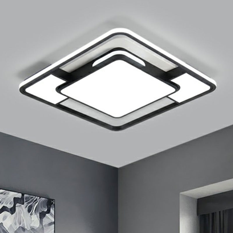 Square Ceiling Flush Mount Light Modern Acrylic Black and White LED Flushmount for Bedroom Clearhalo 'Ceiling Lights' 'Close To Ceiling Lights' 'Close to ceiling' 'Flush mount' Lighting' 2357952