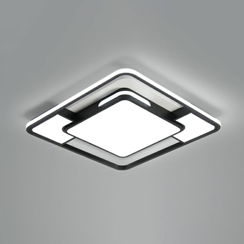 Square Ceiling Flush Mount Light Modern Acrylic Black and White LED Flushmount for Bedroom Clearhalo 'Ceiling Lights' 'Close To Ceiling Lights' 'Close to ceiling' 'Flush mount' Lighting' 2357954