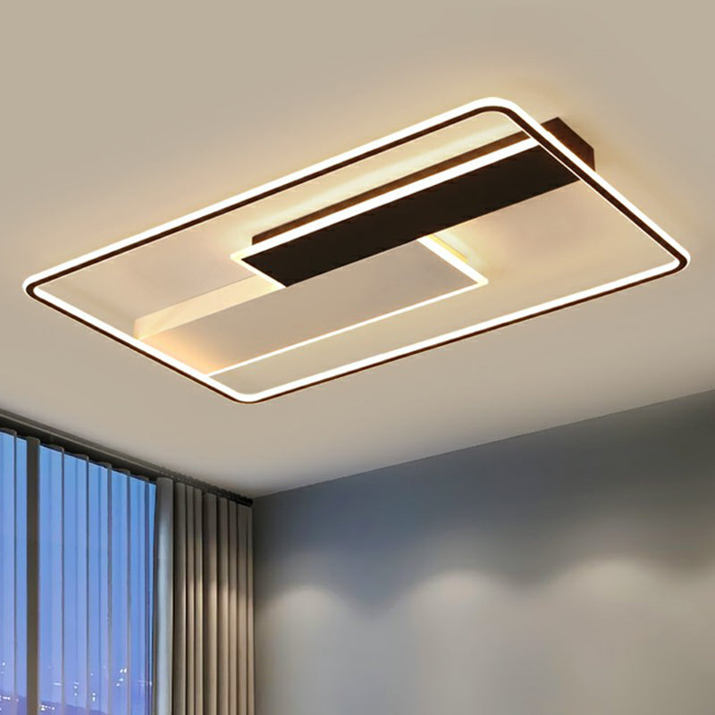 Rectangle Metal Flushmount Lighting Minimalistic Black-White Surface Mounted Led Ceiling Light Black-White Clearhalo 'Ceiling Lights' 'Close To Ceiling Lights' 'Close to ceiling' 'Flush mount' Lighting' 2357955