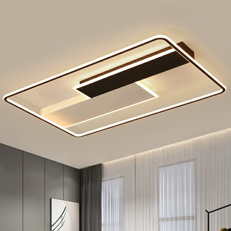 Rectangle Metal Flushmount Lighting Minimalistic Black-White Surface Mounted Led Ceiling Light Clearhalo 'Ceiling Lights' 'Close To Ceiling Lights' 'Close to ceiling' 'Flush mount' Lighting' 2357956