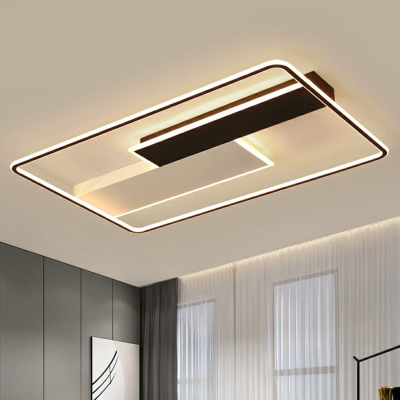 Rectangle Metal Flushmount Lighting Minimalistic Black-White Surface Mounted Led Ceiling Light Clearhalo 'Ceiling Lights' 'Close To Ceiling Lights' 'Close to ceiling' 'Flush mount' Lighting' 2357957