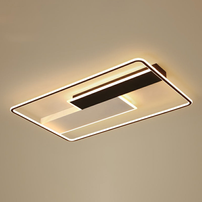 Rectangle Metal Flushmount Lighting Minimalistic Black-White Surface Mounted Led Ceiling Light Clearhalo 'Ceiling Lights' 'Close To Ceiling Lights' 'Close to ceiling' 'Flush mount' Lighting' 2357958