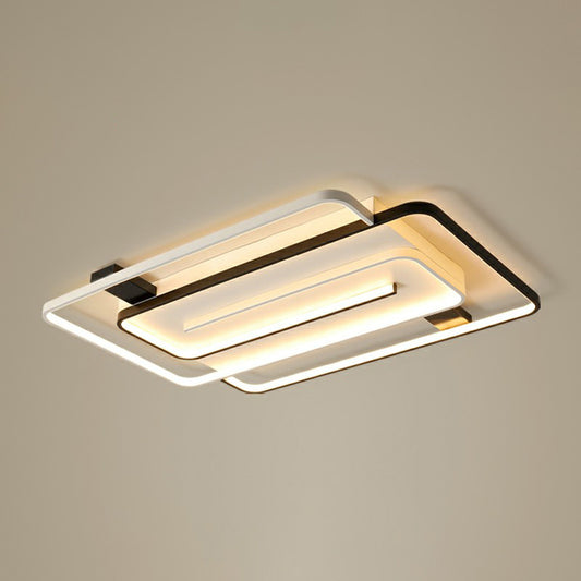 Acrylic Rectangle LED Flushmount Light Simplicity Black and White Ceiling Mount Light Fixture Black-White 35.5" Clearhalo 'Ceiling Lights' 'Close To Ceiling Lights' 'Close to ceiling' 'Flush mount' Lighting' 2357974