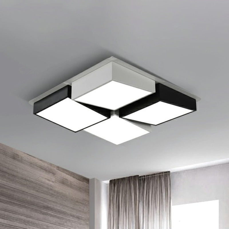 Black and White Checkered LED Flush Light Nordic Acrylic Hollowed-out Ceiling Mount Lamp Black-White White Clearhalo 'Ceiling Lights' 'Close To Ceiling Lights' 'Close to ceiling' 'Flush mount' Lighting' 2358011