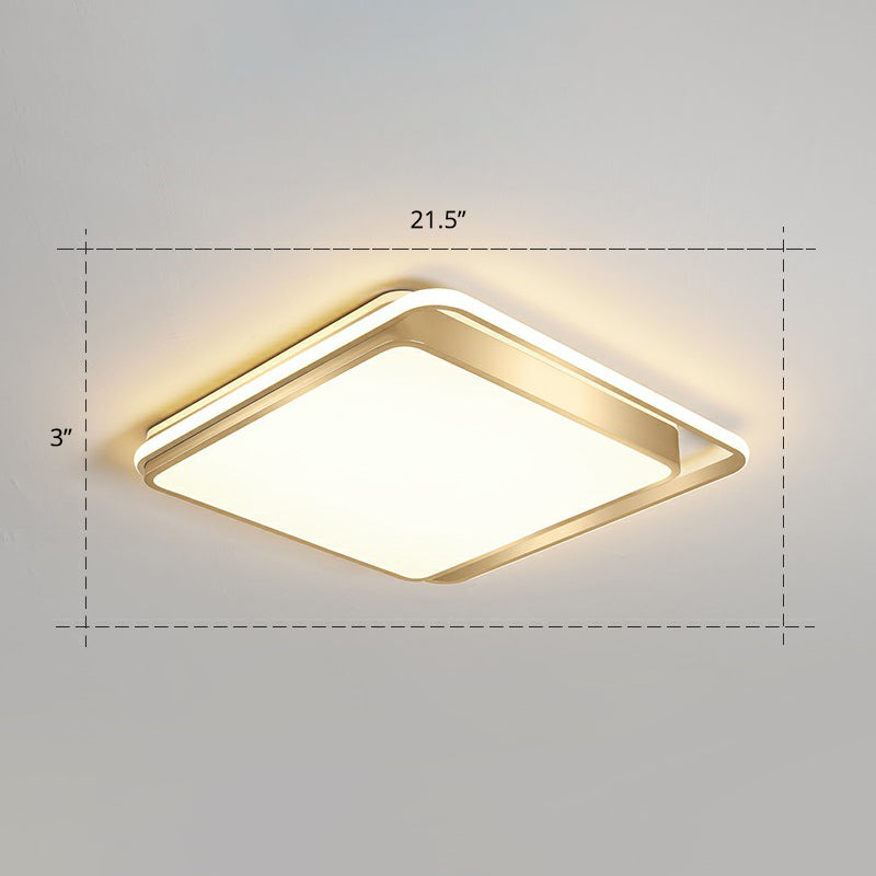 Golden Rectangular Ceiling Lighting Minimalistic LED Metal Flush Mount with Recessed Diffuser Gold 21.5" Clearhalo 'Ceiling Lights' 'Close To Ceiling Lights' 'Close to ceiling' 'Flush mount' Lighting' 2358032