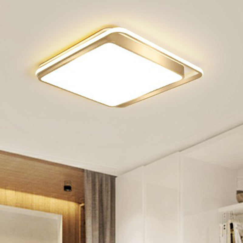 Golden Rectangular Ceiling Lighting Minimalistic LED Metal Flush Mount with Recessed Diffuser Clearhalo 'Ceiling Lights' 'Close To Ceiling Lights' 'Close to ceiling' 'Flush mount' Lighting' 2358038