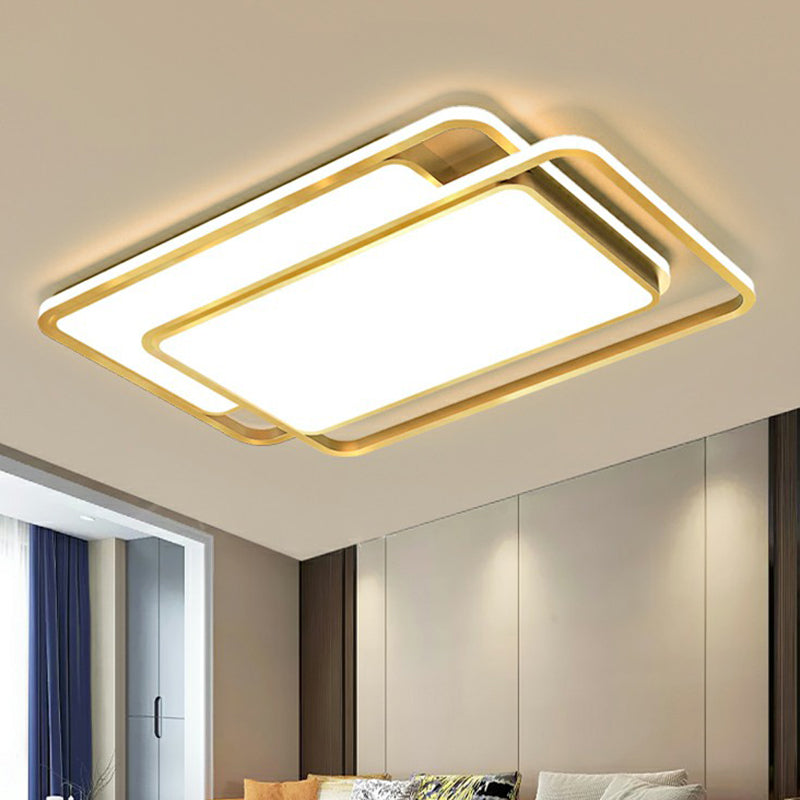 Rectangle Acrylic LED Flush Ceiling Light Contemporary Gold Flush-Mount Light Fixture for Living Room Gold Clearhalo 'Ceiling Lights' 'Close To Ceiling Lights' 'Close to ceiling' 'Flush mount' Lighting' 2358039