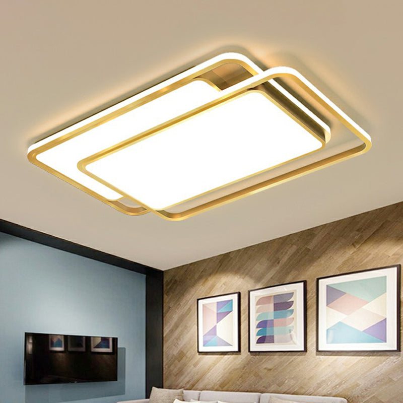 Rectangle Acrylic LED Flush Ceiling Light Contemporary Gold Flush-Mount Light Fixture for Living Room Clearhalo 'Ceiling Lights' 'Close To Ceiling Lights' 'Close to ceiling' 'Flush mount' Lighting' 2358040