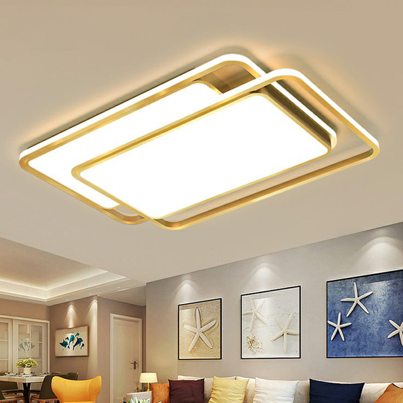 Rectangle Acrylic LED Flush Ceiling Light Contemporary Gold Flush-Mount Light Fixture for Living Room Clearhalo 'Ceiling Lights' 'Close To Ceiling Lights' 'Close to ceiling' 'Flush mount' Lighting' 2358041