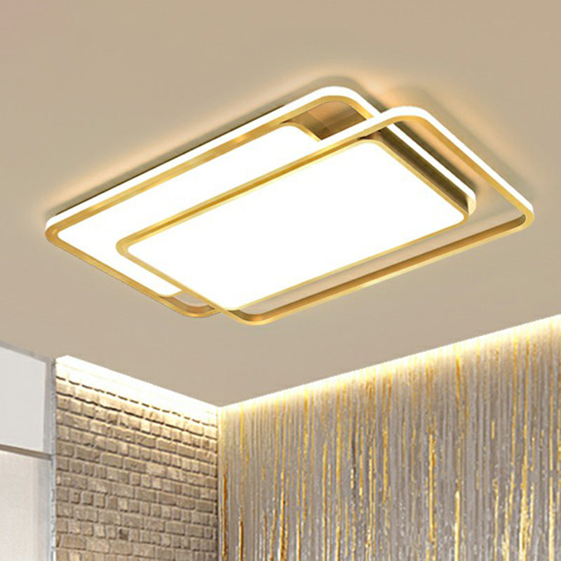 Rectangle Acrylic LED Flush Ceiling Light Contemporary Gold Flush-Mount Light Fixture for Living Room Clearhalo 'Ceiling Lights' 'Close To Ceiling Lights' 'Close to ceiling' 'Flush mount' Lighting' 2358042