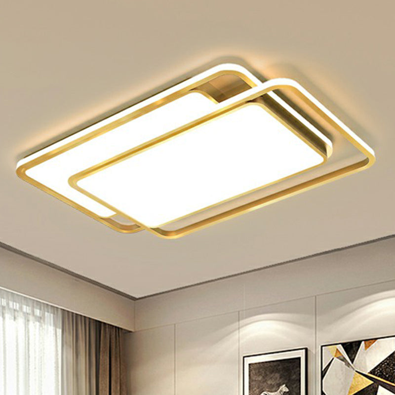 Rectangle Acrylic LED Flush Ceiling Light Contemporary Gold Flush-Mount Light Fixture for Living Room Clearhalo 'Ceiling Lights' 'Close To Ceiling Lights' 'Close to ceiling' 'Flush mount' Lighting' 2358043