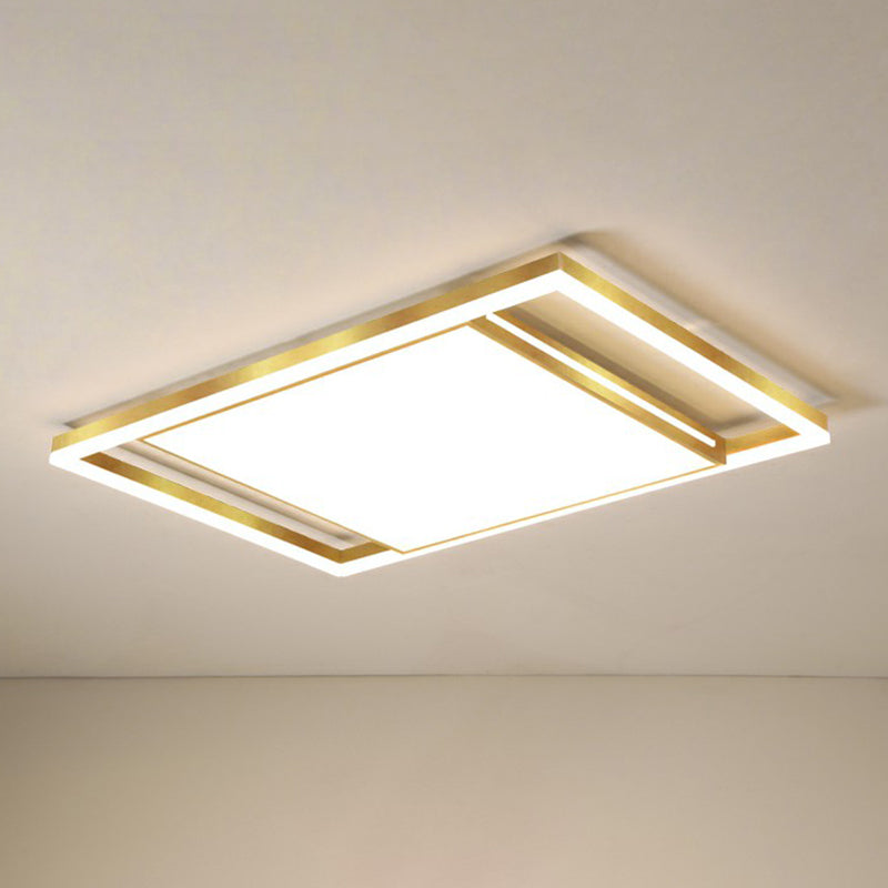 Living Room Ceiling Mounted Fixture Simple Gold Finish Flushmount Light with Rectangle Acrylic Shade Gold 43" Clearhalo 'Ceiling Lights' 'Close To Ceiling Lights' 'Close to ceiling' 'Flush mount' Lighting' 2358045