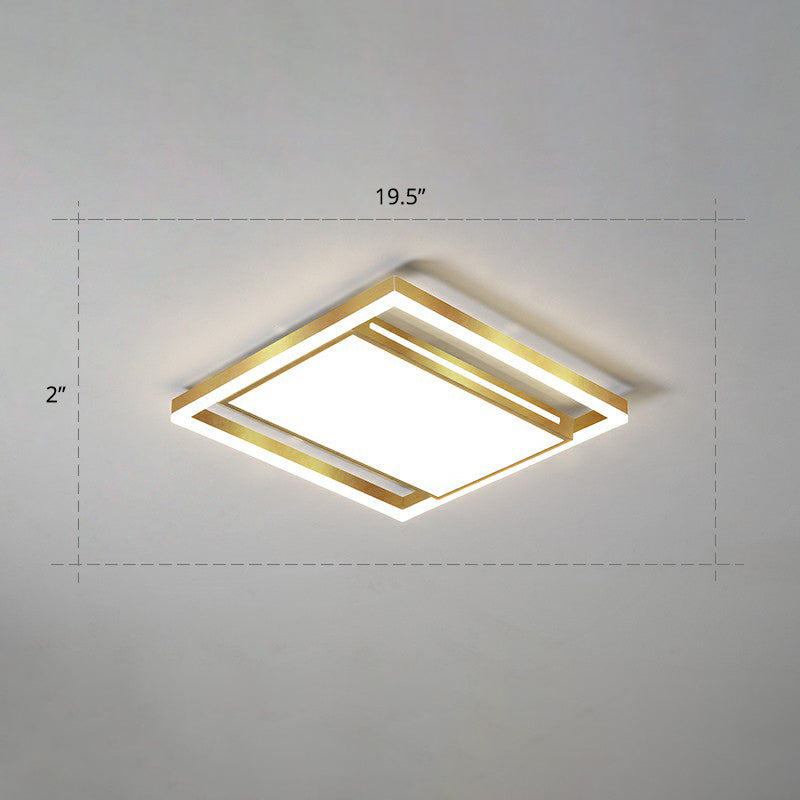 Living Room Ceiling Mounted Fixture Simple Gold Finish Flushmount Light with Rectangle Acrylic Shade Gold 19.5" Clearhalo 'Ceiling Lights' 'Close To Ceiling Lights' 'Close to ceiling' 'Flush mount' Lighting' 2358046