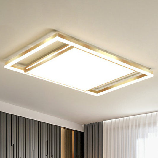 Living Room Ceiling Mounted Fixture Simple Gold Finish Flushmount Light with Rectangle Acrylic Shade Clearhalo 'Ceiling Lights' 'Close To Ceiling Lights' 'Close to ceiling' 'Flush mount' Lighting' 2358050