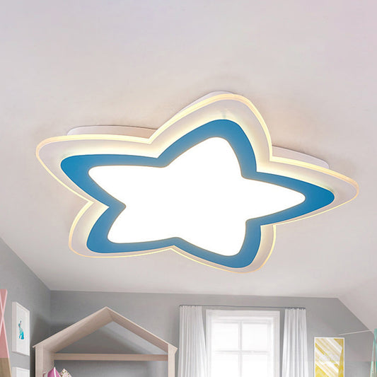 Contemporary Slim Panel Star Ceiling Lamp Acrylic Flush Mount Light for Study Room Blue Clearhalo 'Ceiling Lights' 'Close To Ceiling Lights' 'Close to ceiling' 'Flush mount' Lighting' 235843