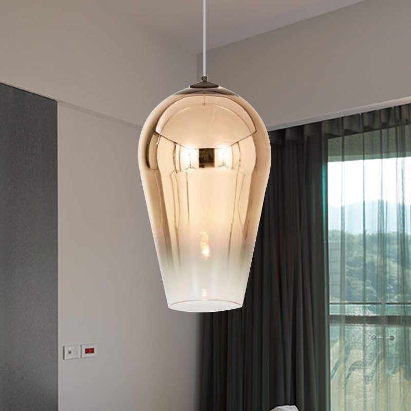 7"/8" Wide Cannon Pendant Lighting Modern Glass 1 Light Chrome/Gold/Rose Gold Hanging Light Gold 7" Clearhalo 'Ceiling Lights' 'Glass shade' 'Glass' 'Modern Pendants' 'Modern' 'Pendant Lights' 'Pendants' Lighting' 235846