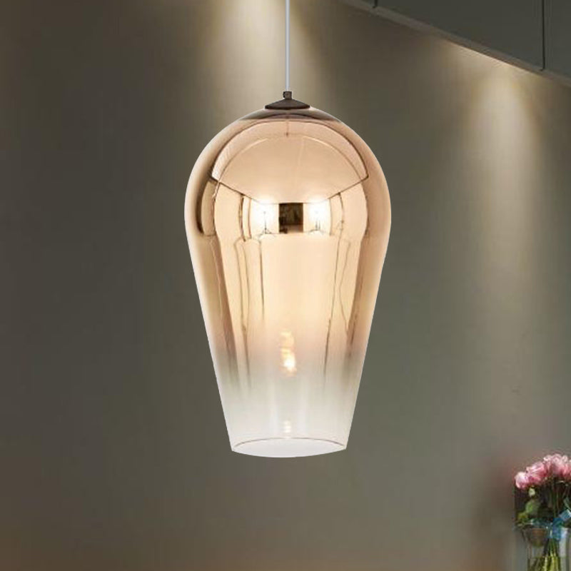 7"/8" Wide Cannon Pendant Lighting Modern Glass 1 Light Chrome/Gold/Rose Gold Hanging Light Clearhalo 'Ceiling Lights' 'Glass shade' 'Glass' 'Modern Pendants' 'Modern' 'Pendant Lights' 'Pendants' Lighting' 235848