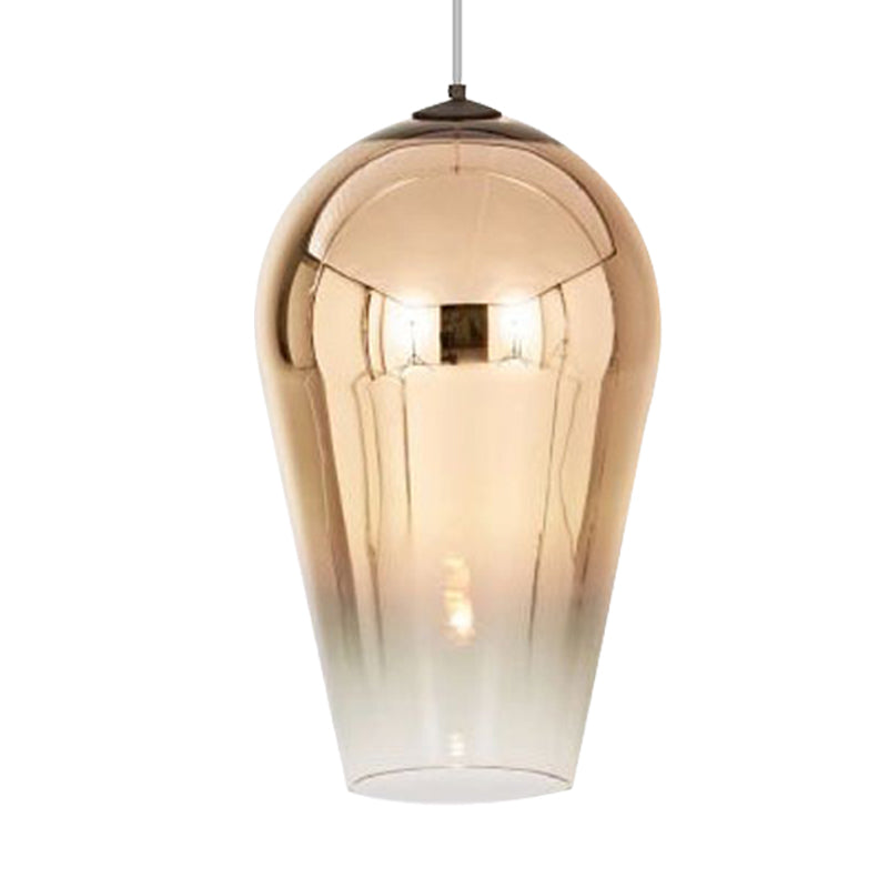 7"/8" Wide Cannon Pendant Lighting Modern Glass 1 Light Chrome/Gold/Rose Gold Hanging Light Clearhalo 'Ceiling Lights' 'Glass shade' 'Glass' 'Modern Pendants' 'Modern' 'Pendant Lights' 'Pendants' Lighting' 235849