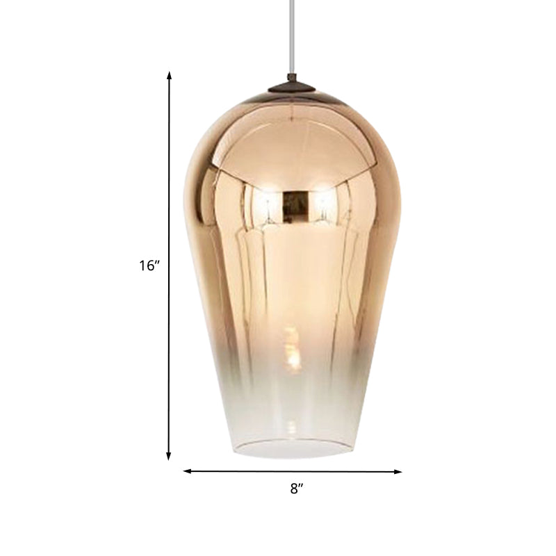 7"/8" Wide Cannon Pendant Lighting Modern Glass 1 Light Chrome/Gold/Rose Gold Hanging Light Clearhalo 'Ceiling Lights' 'Glass shade' 'Glass' 'Modern Pendants' 'Modern' 'Pendant Lights' 'Pendants' Lighting' 235850