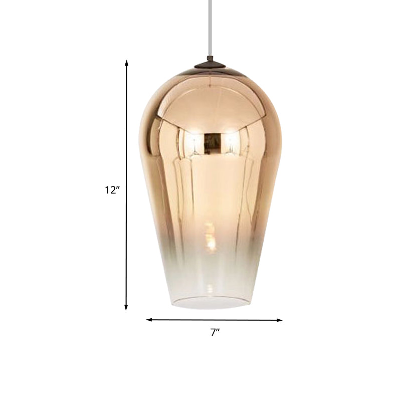 7"/8" Wide Cannon Pendant Lighting Modern Glass 1 Light Chrome/Gold/Rose Gold Hanging Light Clearhalo 'Ceiling Lights' 'Glass shade' 'Glass' 'Modern Pendants' 'Modern' 'Pendant Lights' 'Pendants' Lighting' 235851