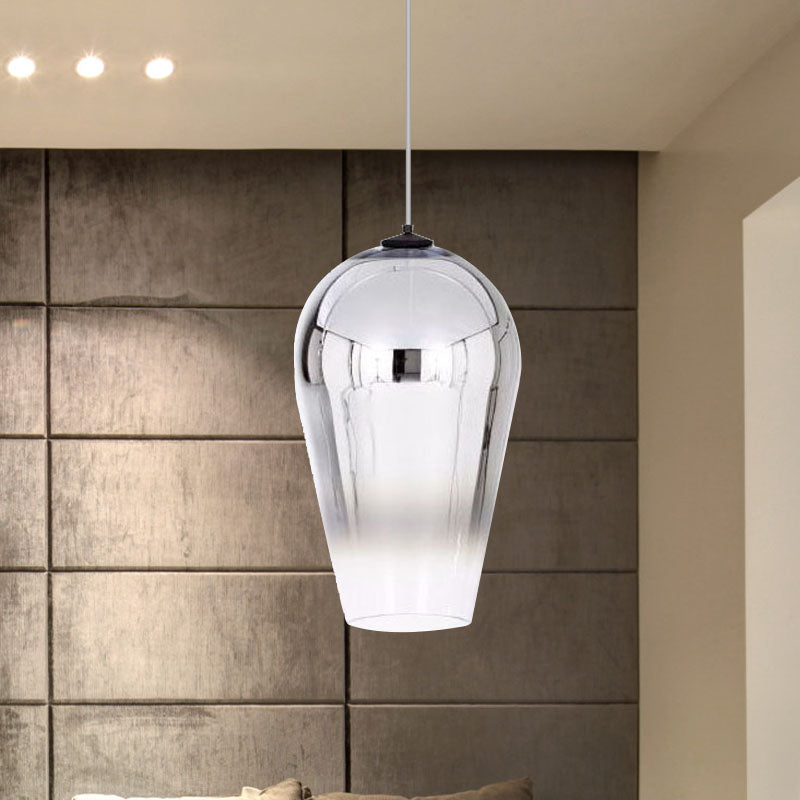 7"/8" Wide Cannon Pendant Lighting Modern Glass 1 Light Chrome/Gold/Rose Gold Hanging Light Chrome 8" Clearhalo 'Ceiling Lights' 'Glass shade' 'Glass' 'Modern Pendants' 'Modern' 'Pendant Lights' 'Pendants' Lighting' 235853