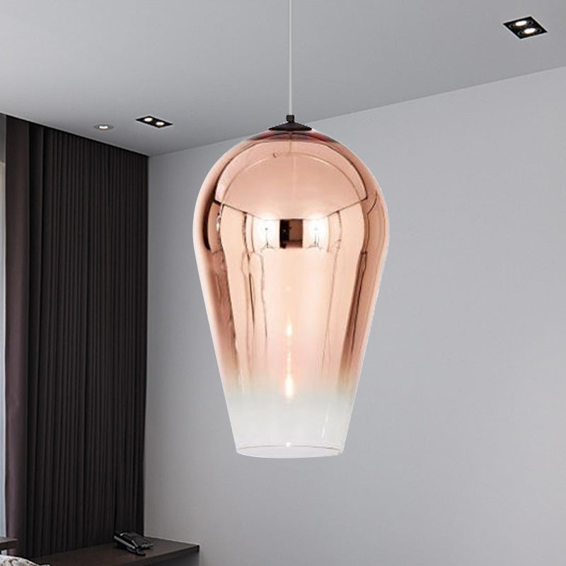 7"/8" Wide Cannon Pendant Lighting Modern Glass 1 Light Chrome/Gold/Rose Gold Hanging Light Rose Gold 7" Clearhalo 'Ceiling Lights' 'Glass shade' 'Glass' 'Modern Pendants' 'Modern' 'Pendant Lights' 'Pendants' Lighting' 235856