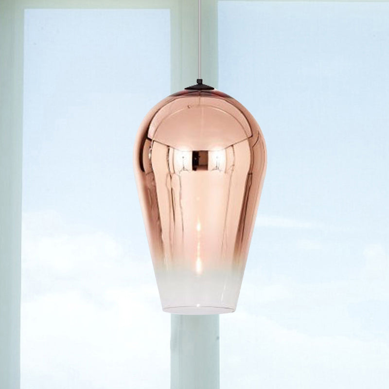 7"/8" Wide Cannon Pendant Lighting Modern Glass 1 Light Chrome/Gold/Rose Gold Hanging Light Rose Gold 8" Clearhalo 'Ceiling Lights' 'Glass shade' 'Glass' 'Modern Pendants' 'Modern' 'Pendant Lights' 'Pendants' Lighting' 235857