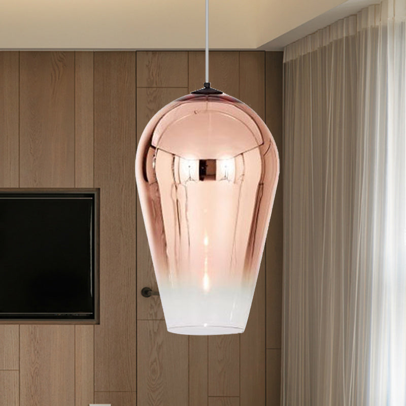 7"/8" Wide Cannon Pendant Lighting Modern Glass 1 Light Chrome/Gold/Rose Gold Hanging Light Clearhalo 'Ceiling Lights' 'Glass shade' 'Glass' 'Modern Pendants' 'Modern' 'Pendant Lights' 'Pendants' Lighting' 235858