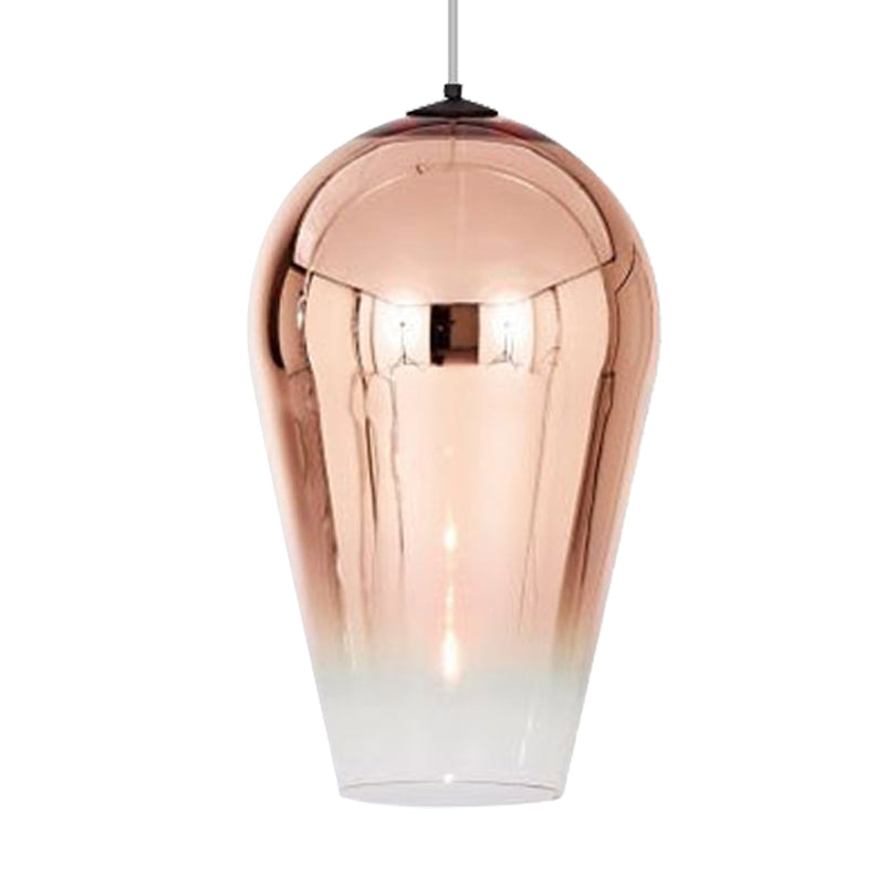 7"/8" Wide Cannon Pendant Lighting Modern Glass 1 Light Chrome/Gold/Rose Gold Hanging Light Clearhalo 'Ceiling Lights' 'Glass shade' 'Glass' 'Modern Pendants' 'Modern' 'Pendant Lights' 'Pendants' Lighting' 235859