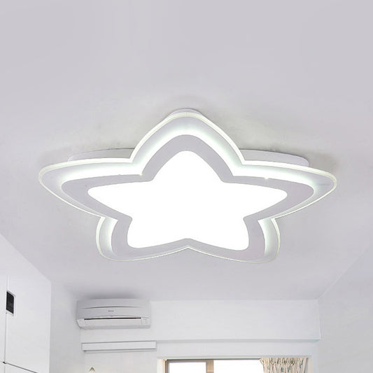 Simple Style White Flush Mount Light Star Shape Acrylic Ceiling Fixture for Child Bedroom White Clearhalo 'Ceiling Lights' 'Close To Ceiling Lights' 'Close to ceiling' 'Flush mount' Lighting' 235860