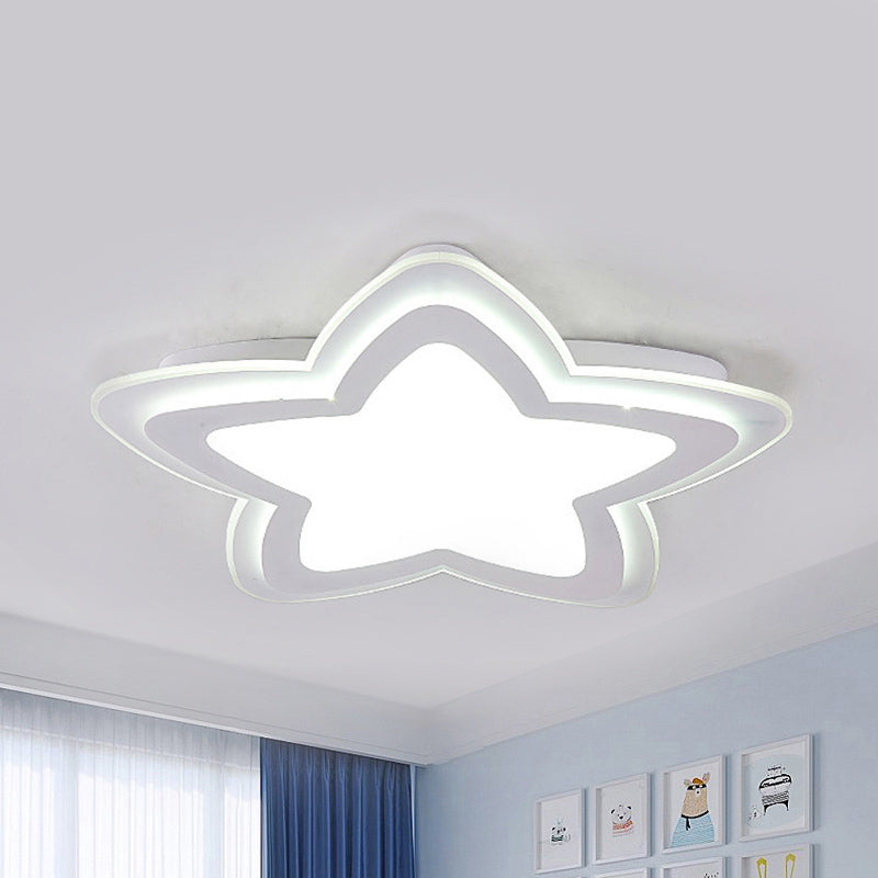 Simple Style White Flush Mount Light Star Shape Acrylic Ceiling Fixture for Child Bedroom Clearhalo 'Ceiling Lights' 'Close To Ceiling Lights' 'Close to ceiling' 'Flush mount' Lighting' 235861