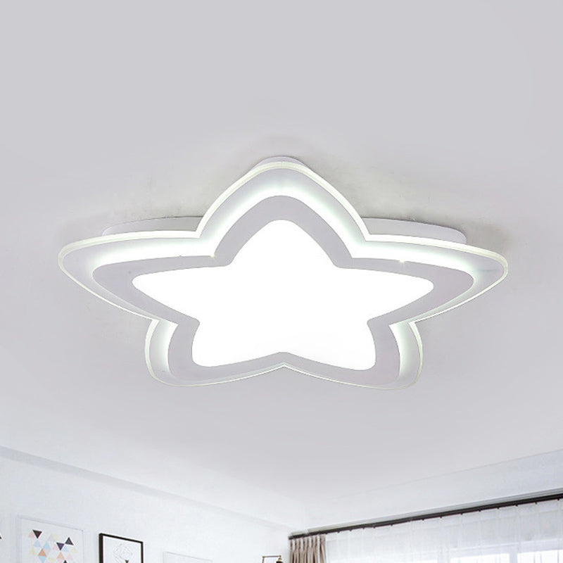 Simple Style White Flush Mount Light Star Shape Acrylic Ceiling Fixture for Child Bedroom Clearhalo 'Ceiling Lights' 'Close To Ceiling Lights' 'Close to ceiling' 'Flush mount' Lighting' 235862