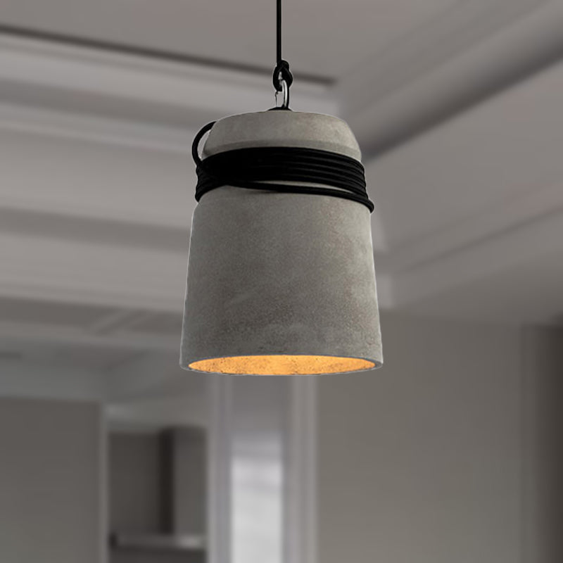 Concrete Bell Shade Pendant Ceiling Light Industrial 1 Light Grey Hanging Ceiling Light with Grey/Black/Wood Rope Clearhalo 'Ceiling Lights' 'Modern Pendants' 'Modern' 'Pendant Lights' 'Pendants' Lighting' 235910