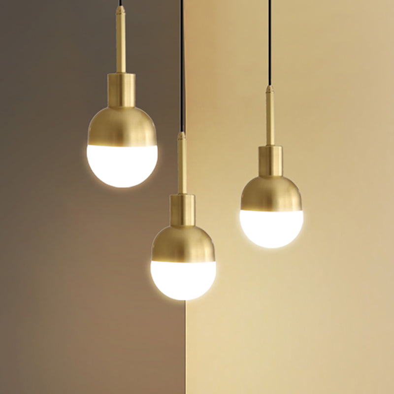 Modernist Ball Pendant Lamp Milk Glass 1 Light Living Room Ceiling Hung Light in Gold Clearhalo 'Ceiling Lights' 'Glass shade' 'Glass' 'Modern Pendants' 'Modern' 'Pendant Lights' 'Pendants' Lighting' 235946