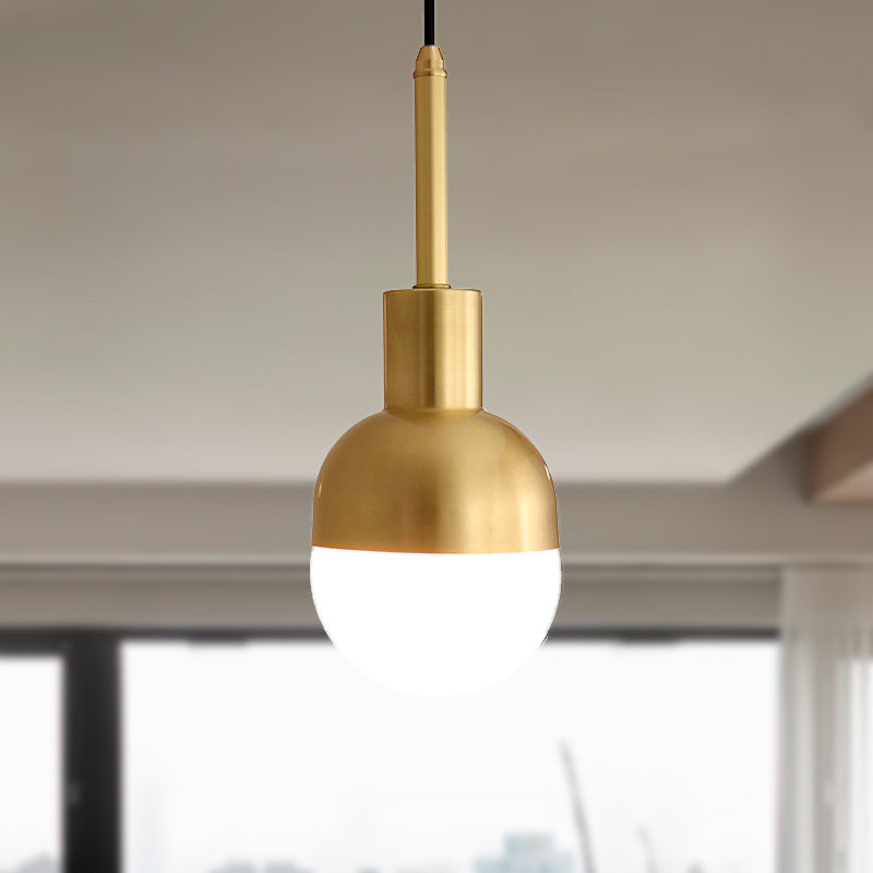 Modernist Ball Pendant Lamp Milk Glass 1 Light Living Room Ceiling Hung Light in Gold Clearhalo 'Ceiling Lights' 'Glass shade' 'Glass' 'Modern Pendants' 'Modern' 'Pendant Lights' 'Pendants' Lighting' 235947