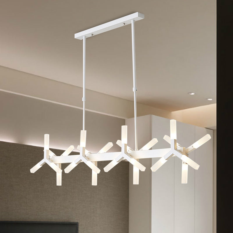 18/24 Lights Dining Room Ceiling Light with Linear Acrylic Shade Black/White/Gold Drop Pendant over Island Clearhalo 'Ceiling Lights' 'Island Lights' Lighting' 236010